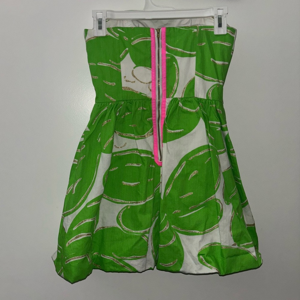Lilly Pulitzer Green Bubble Mini Skirt with Smocked Tie Front